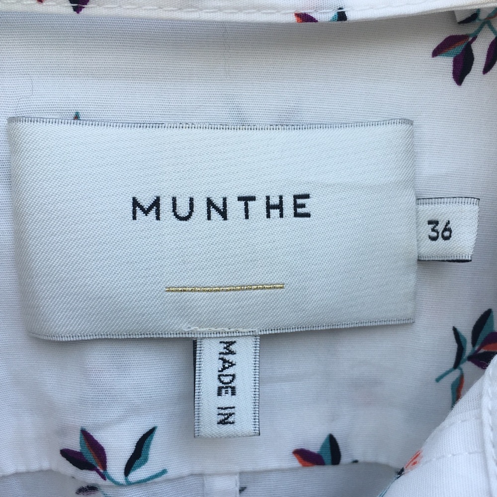 New Munthe Patrina Floral Long Sleeve Stretch Organic Cotton Shirtdress White 36 - Picture 8 of 16